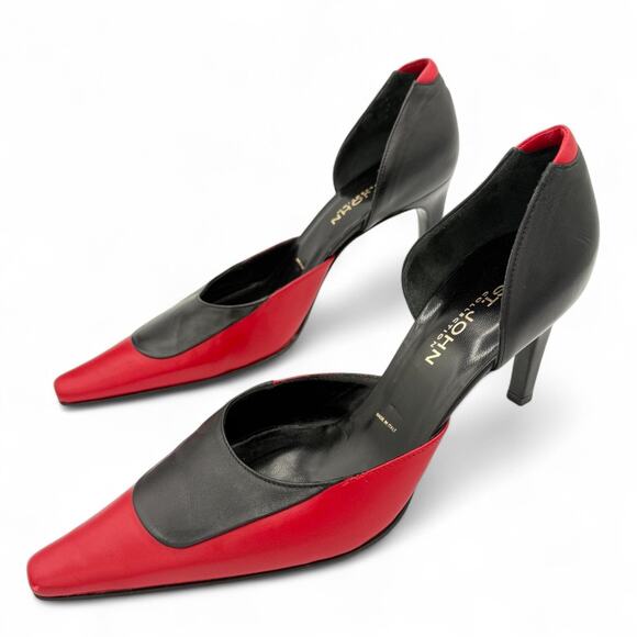 St. John Collection Shoes - St. John Vintage Stiletto D'Orsay Heels Couture PrettyWoman OldMoney Red Black 9